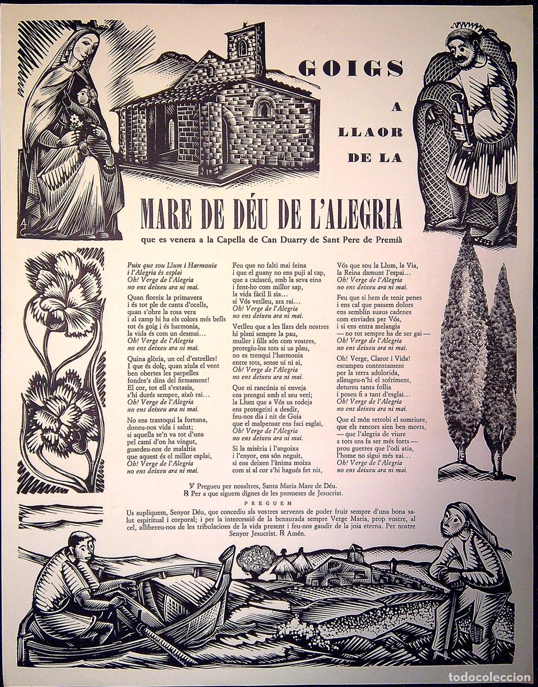 Colecionismo: GOIGS A LLAOR DE LA MARE DE D&Eacute;U DE L'ALEGRIA &ndash; 1967
