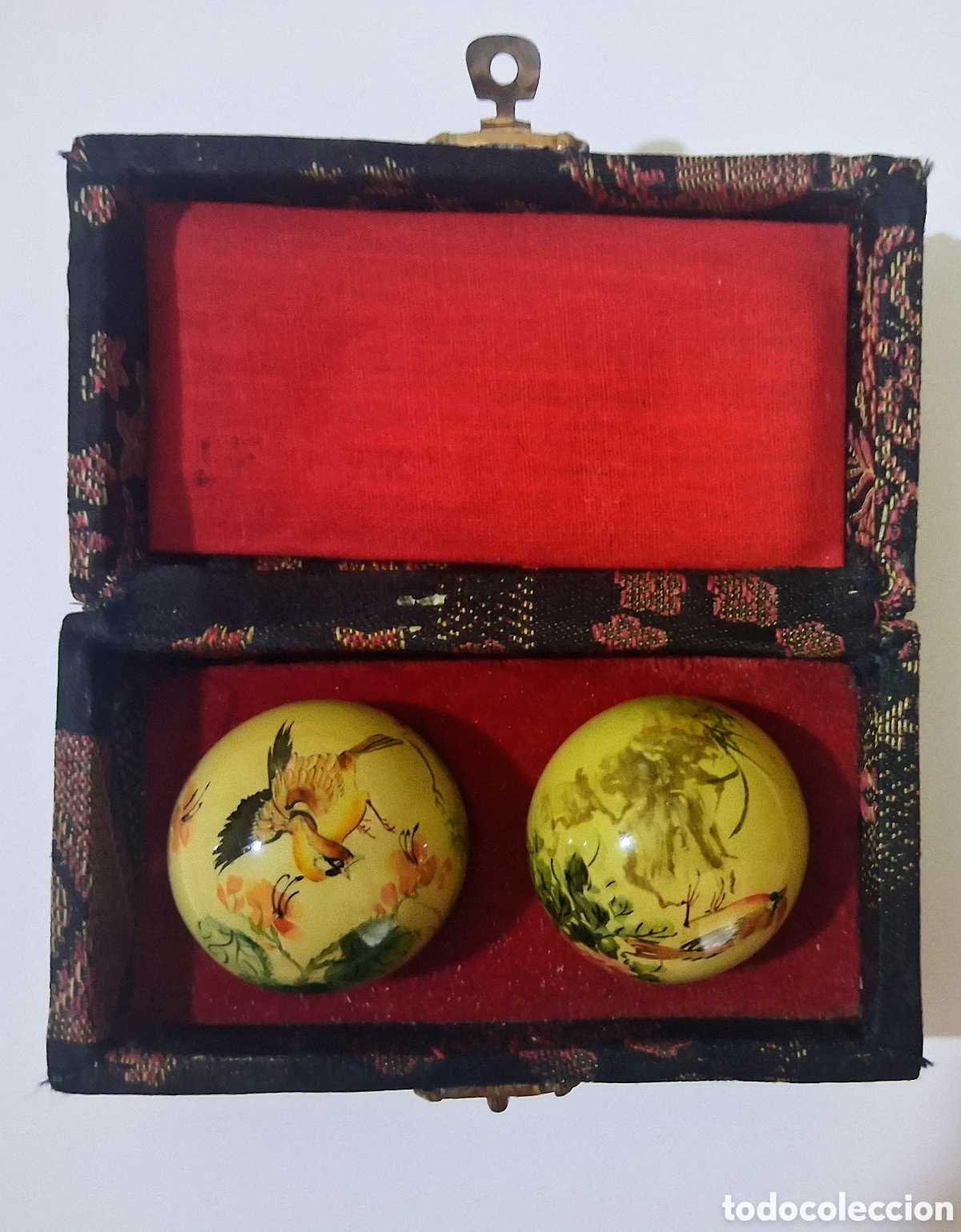 Coleccionismo: Antiguas Bolas Chinas Baoding Esmaltadas 4cm Con Sonido Y Caja Original - Foto 3