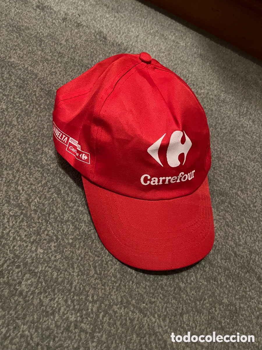 Collecting: Gorra LA VUELTA Ciclista roja. Patrocinador principal CARREFOUR. Con cierre ajustable de belcro