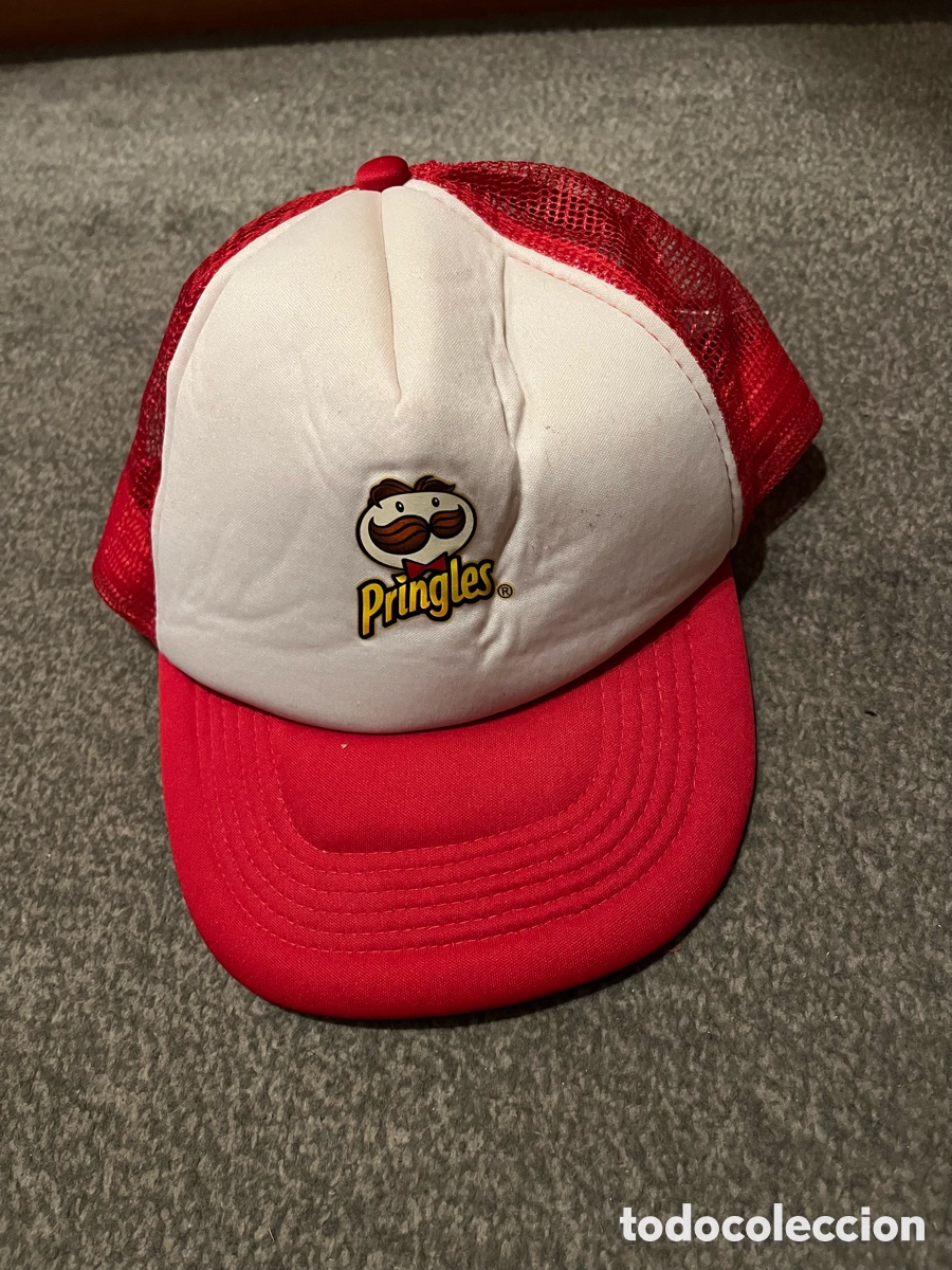 Collecting: Gorra de rejilla PRINGLES roja y blanca. Con cierre ajustable