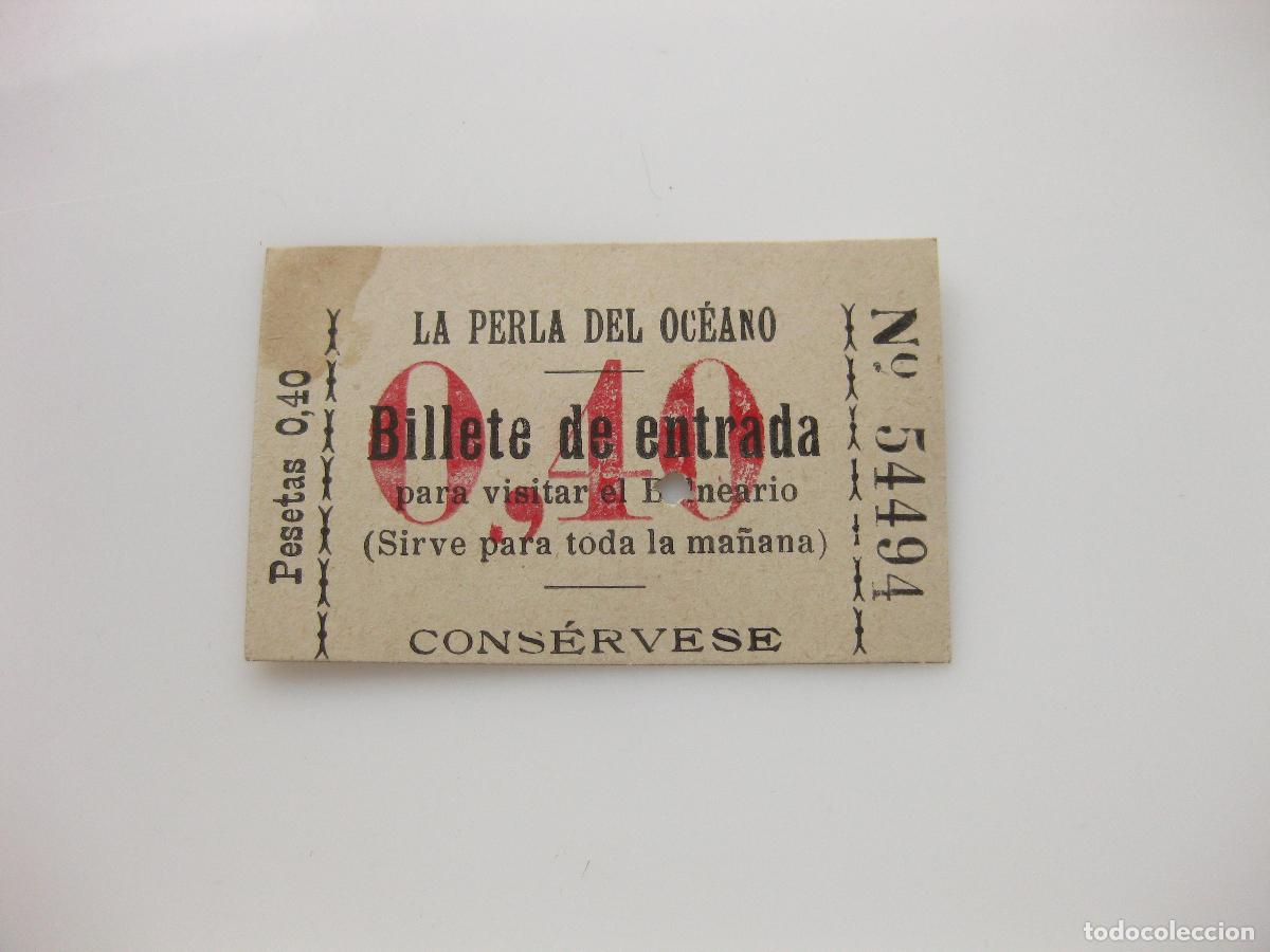 Coleccionismo: ANTIGUO BILLETE DE ENTRADA AL BALNEARIO LA PERLA DEL OCEANO. 0,40 PESETAS. SAN SEBASTIAN. 1926