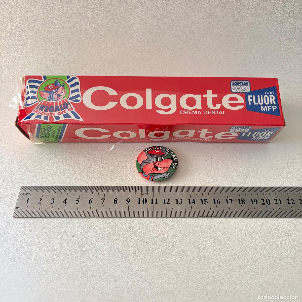 Sammeln: caja vacia dentifrico colgate fl&uacute;or y chapa raton perez abajo la caries a&ntilde;os 80 pasta dientes regalo