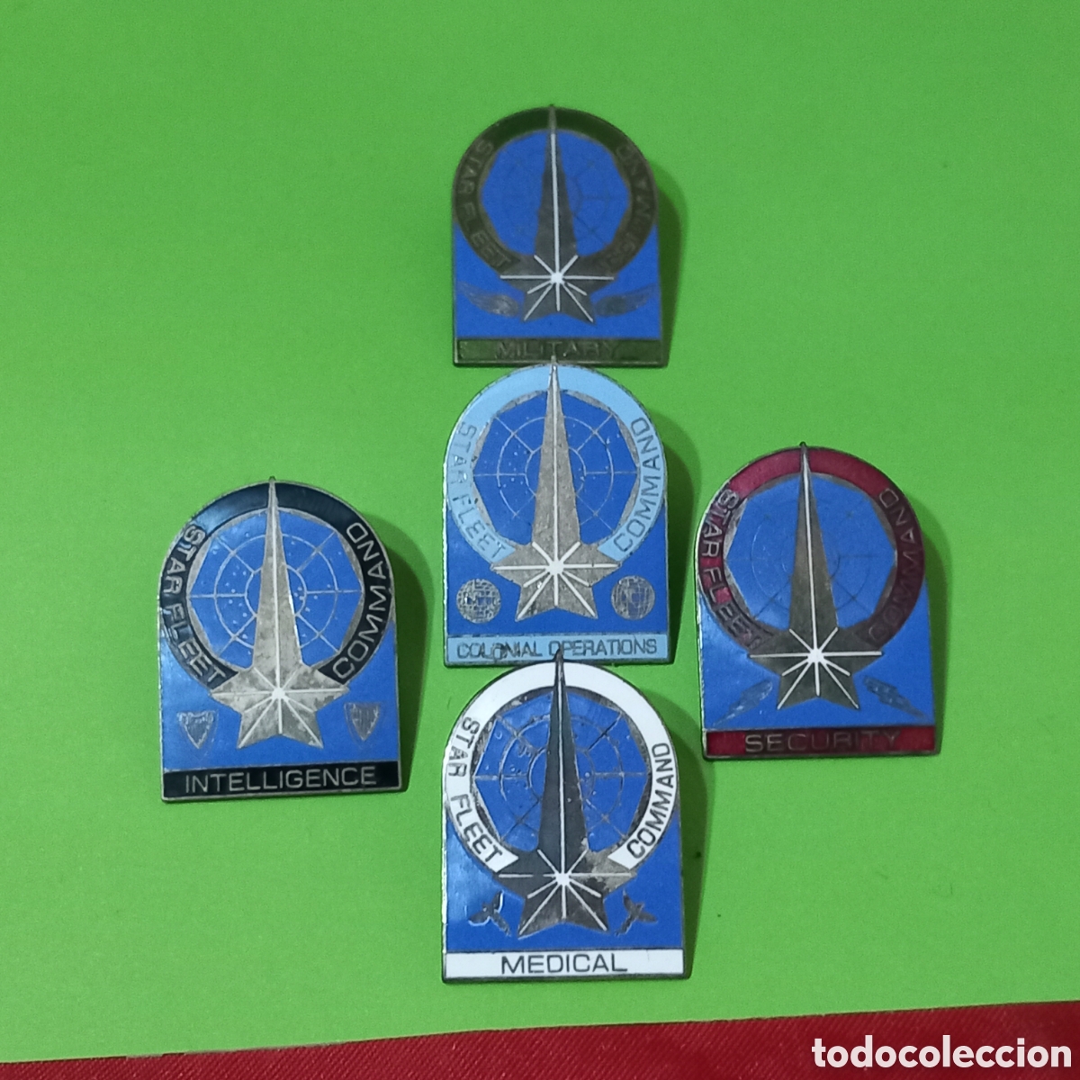 Coleccionismo: 5&times;INSIGNIA-PIN STAR TREK FLOTA ESTELAR (MEDIICAL/INTELLIGENCE/SECURITY/COLONIALS OPERATIONS/MILITARY
