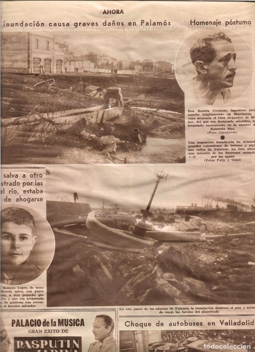 Sammelleidenschaft Papier: A&Ntilde;O 1933 RECORTE PRENSA PALAMOS INUNDACION GRAVES DA&Ntilde;OS EN LAS CALLES PASEO ARRANQUE DE FAROLAS