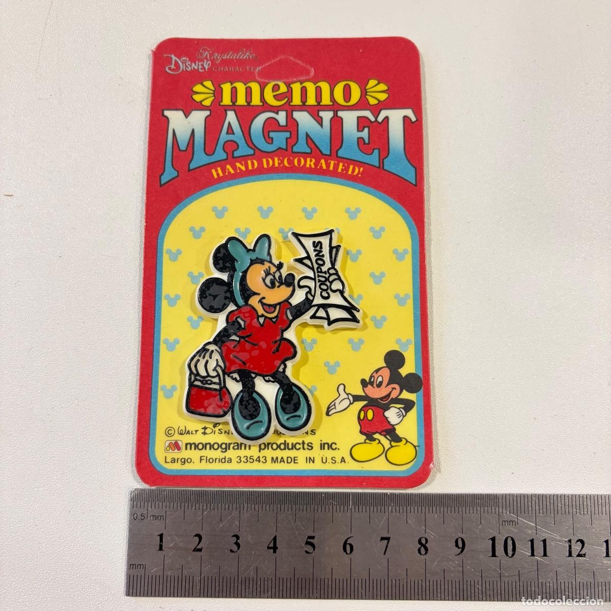 Coleccionismo: iman minnie mouse cupones disney krystalike monogram vintage a&ntilde;os 80 nuevo blister usa