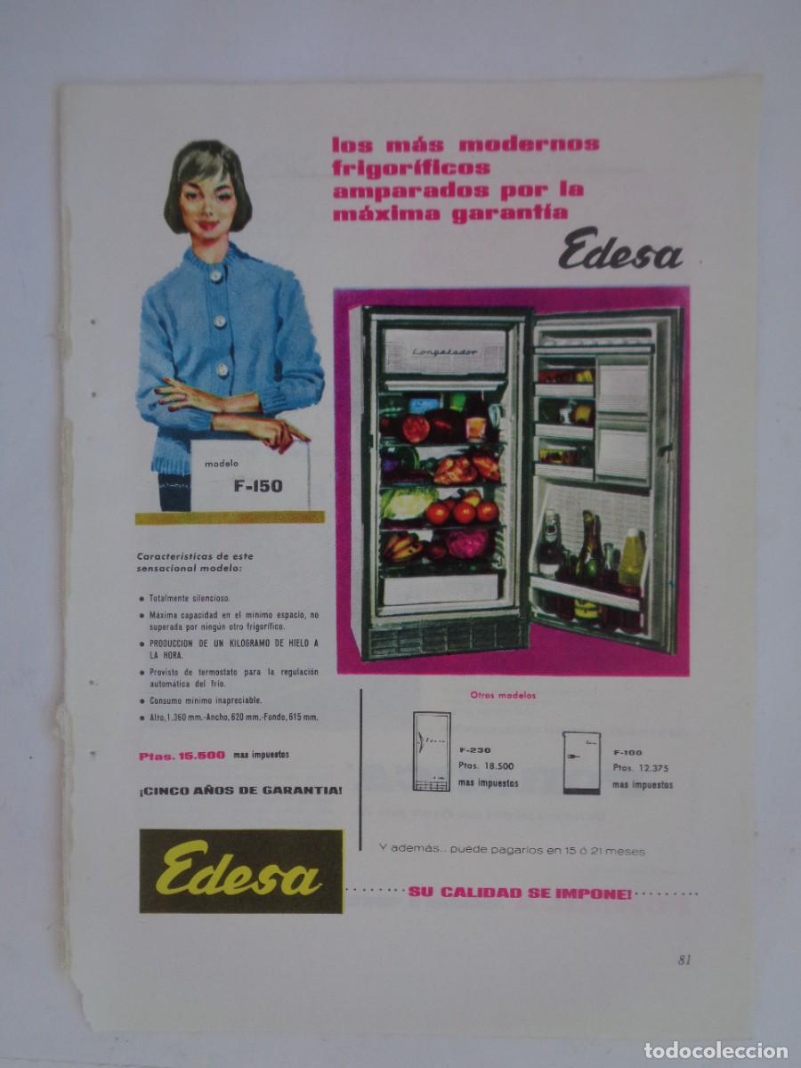 Sammelleidenschaft Papier: HOJA DE REVISTA CON ANUNCIO DE FRIGORIFICO EDESA . A&Ntilde;OS 60