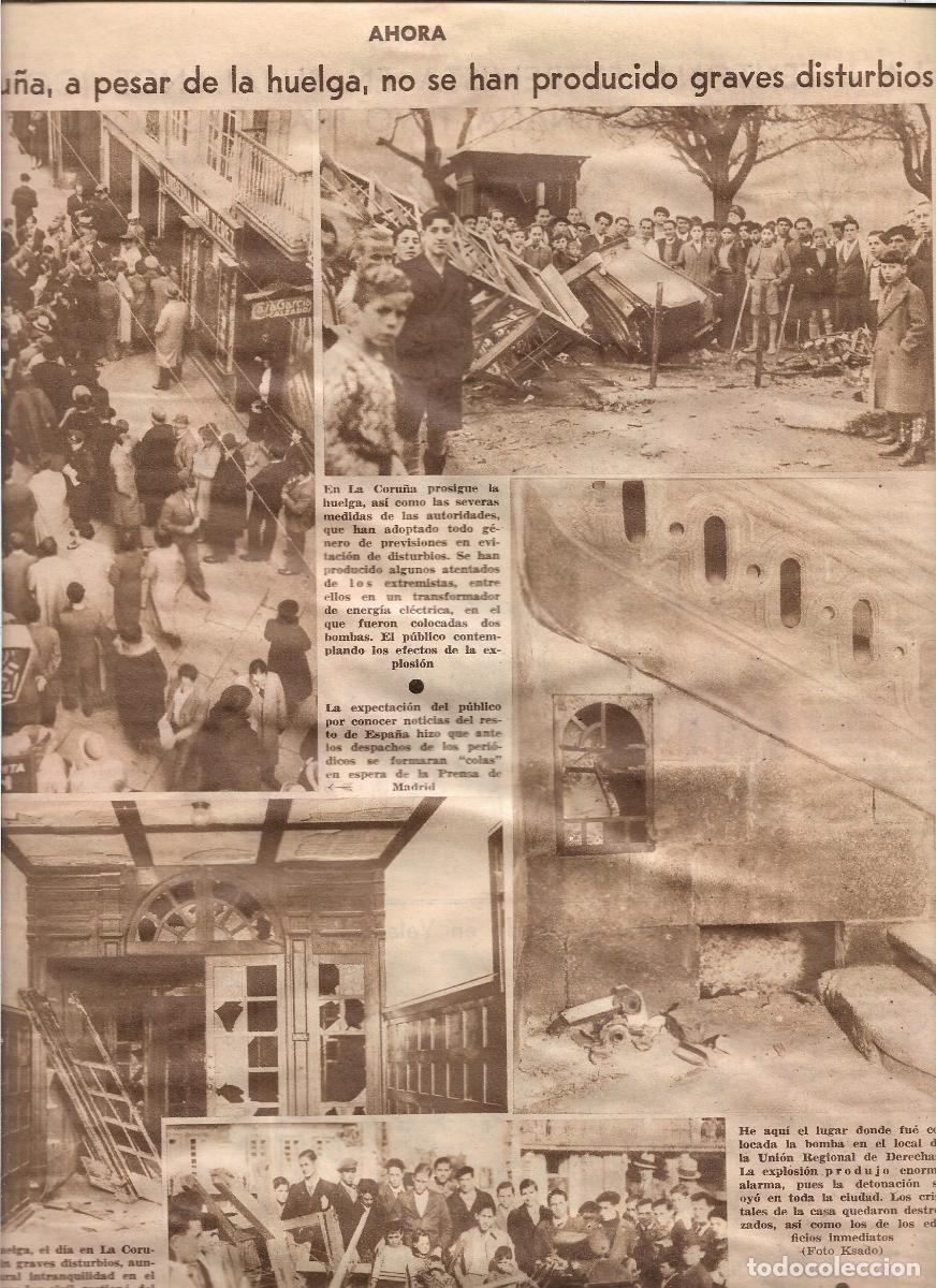 Coleccionismo: A&Ntilde;O 1933 RECORTE PRENSA LA CORU&Ntilde;A HUELGA SIN GRAVES DISTURBIOS ALGUNOS ATENTADOS TRANSFORMADORES LUZ