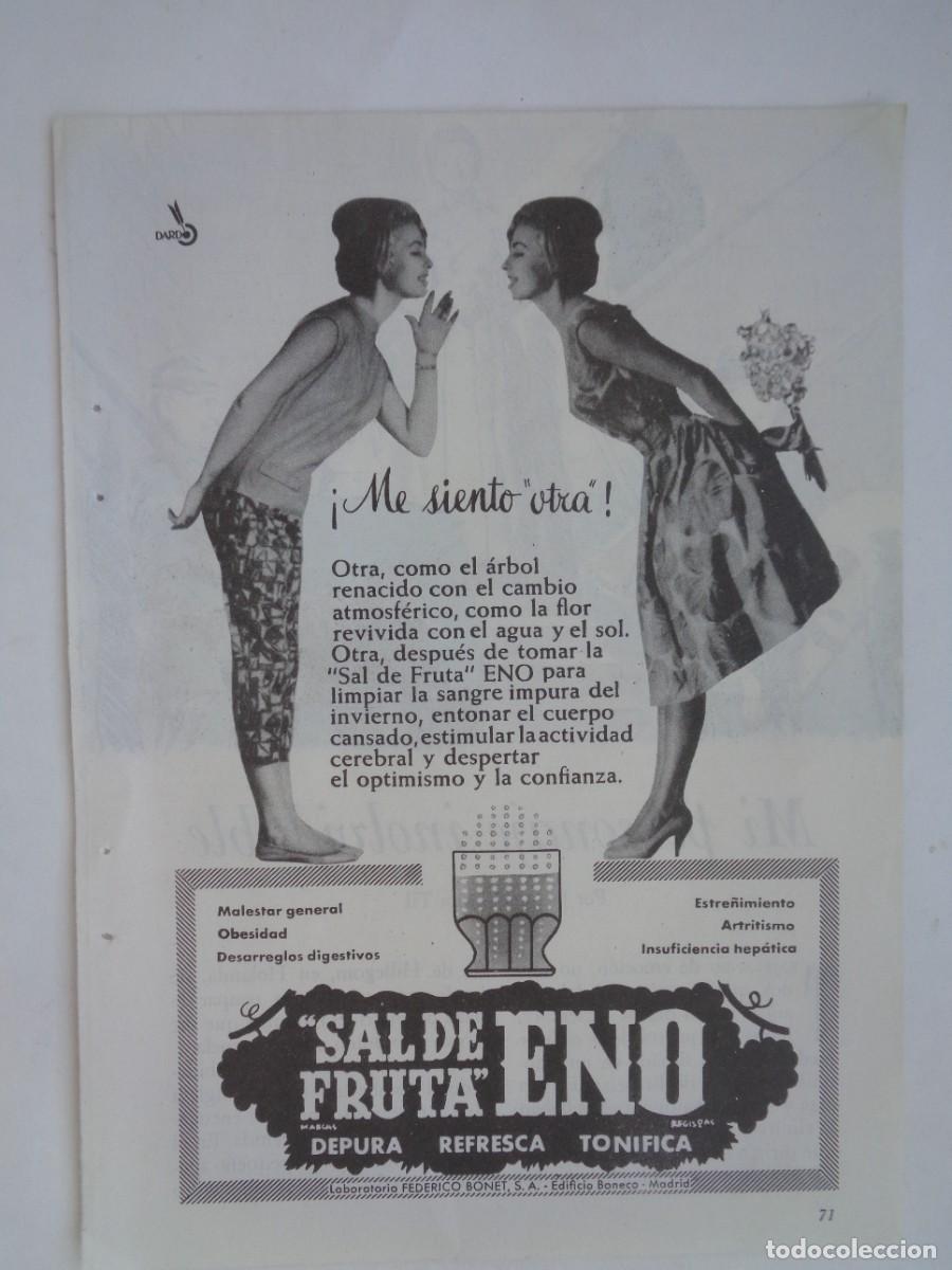 Sammelleidenschaft Papier: HOJA DE REVISTA CON ANUNCIO DE SAL DE FRUTA ENO . A&Ntilde;OS 60
