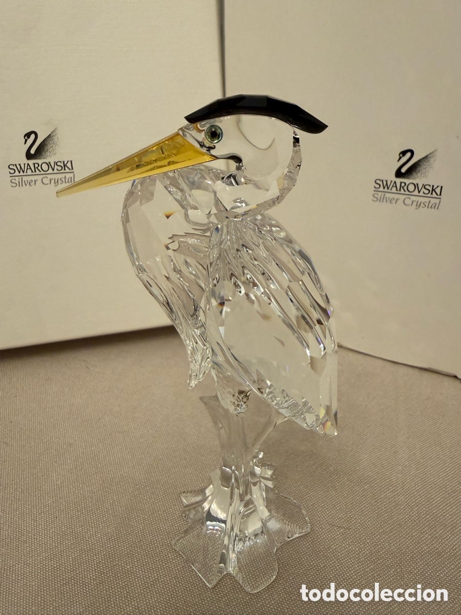 Coleccionismo: Swarovski Silver Heron 221627 &ndash; Garza de Cristal con Caja Original y Certificado.