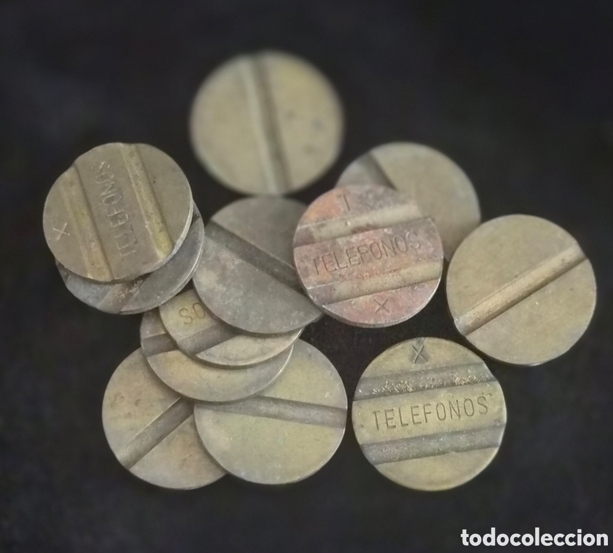 Colecionismo: Espa&ntilde;a &ndash; Lote de 12 Fichas Telef&oacute;nicas Antiguas &ndash; TELEFONOS &ndash; Metal &ndash; Coleccionismo