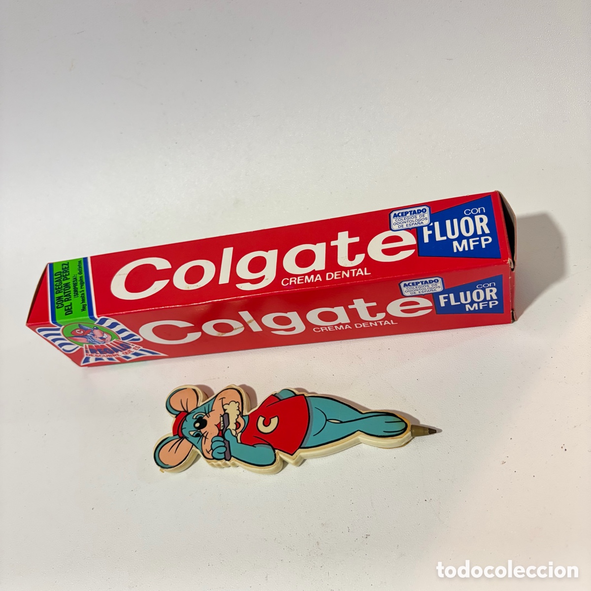 Coleccionismo: boligrafo boli raton perez colgate a&ntilde;os 80 regalo publicitario con caja vac&iacute;a de pasta dental