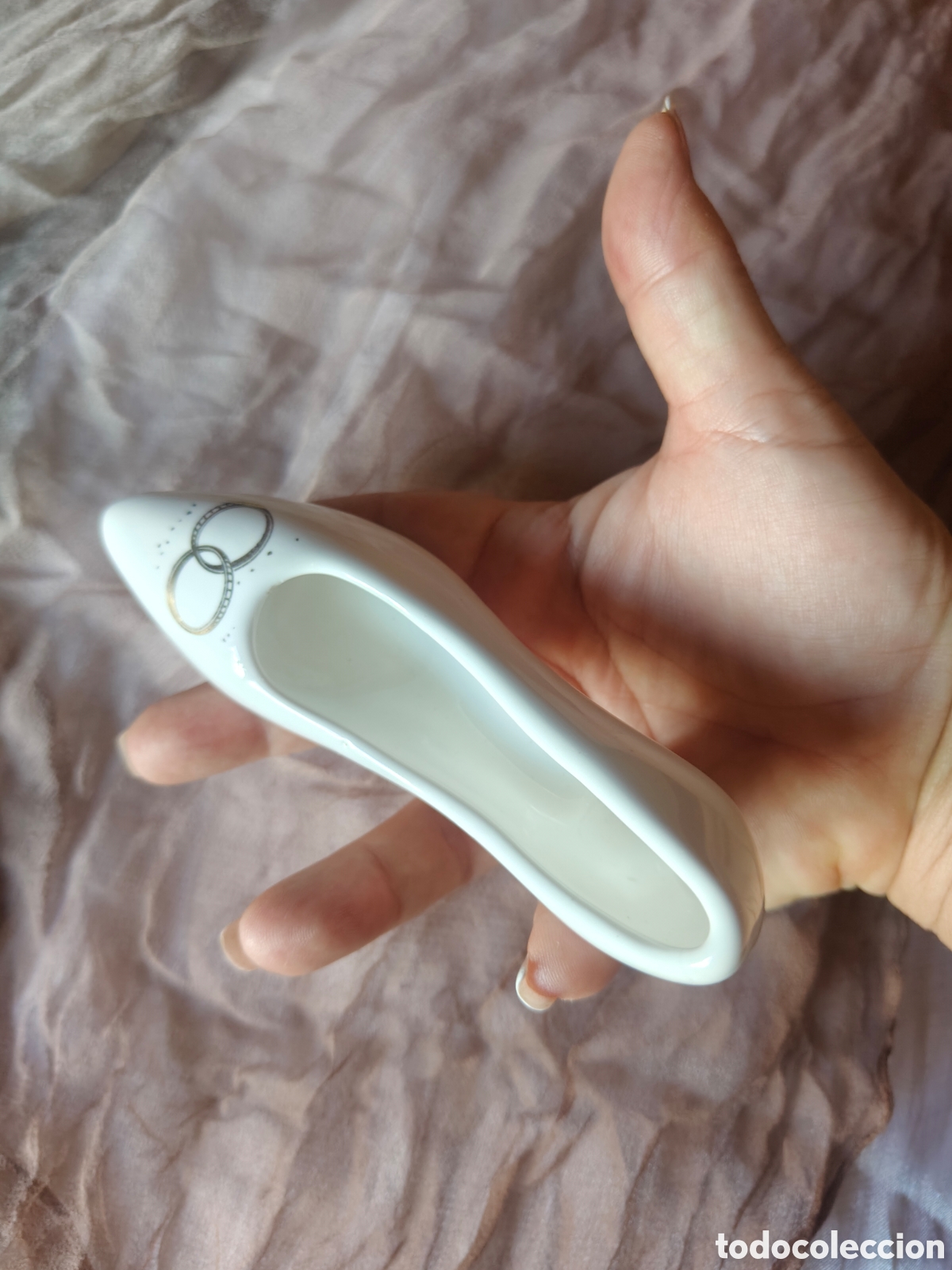 Collectionnisme: Figura decorativa de zapato de porcelana blanca - colecci&oacute;n