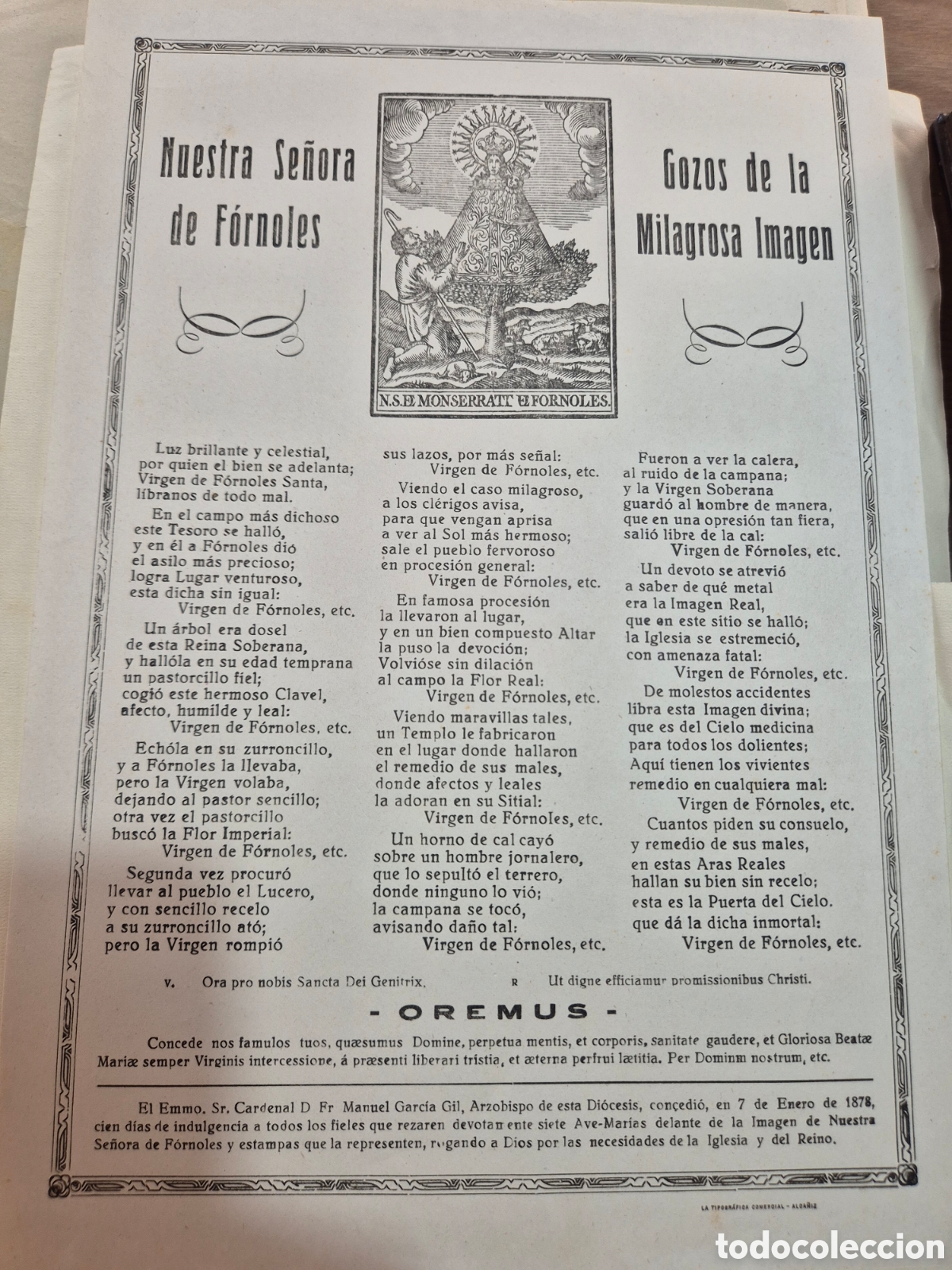 Collezionismo: GOZOS DE LA MILAGROSA IMAGEN NUESTRA SE&Ntilde;ORA DE FORNOLES