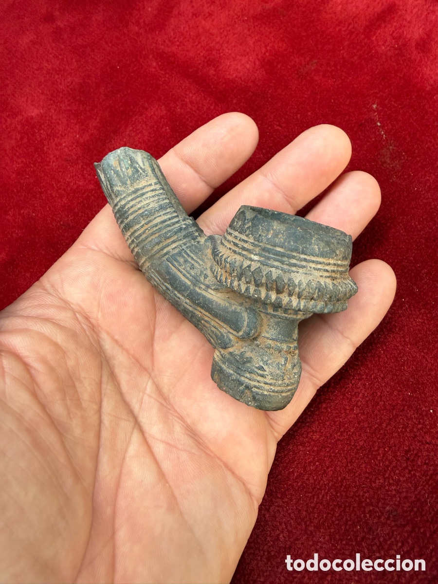 Sammeln: Antigua pipa de opio,Tribal,de arcilla cocida,sig.XVIII