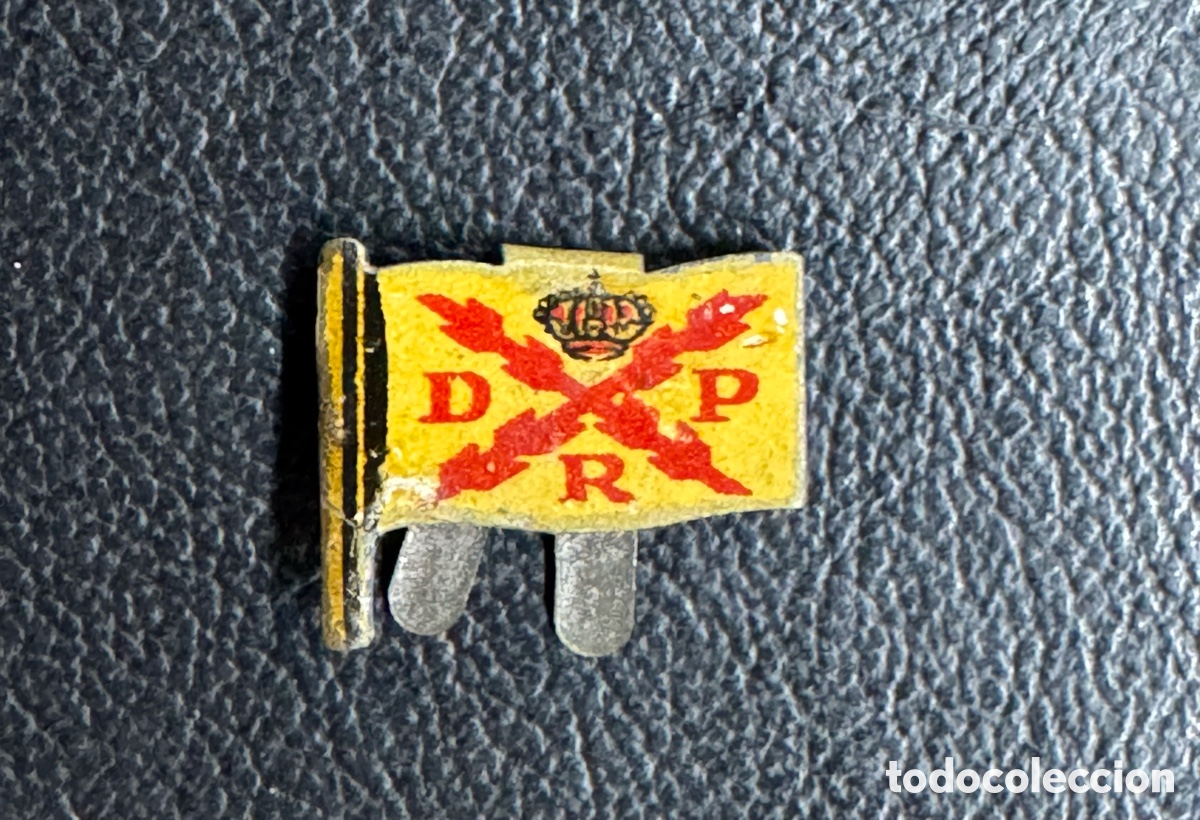 Collectionnisme: Insignia banderita de solapa Carlista - D P R - Dios Patria Rey. Requete Pelayos. Guerra Civil