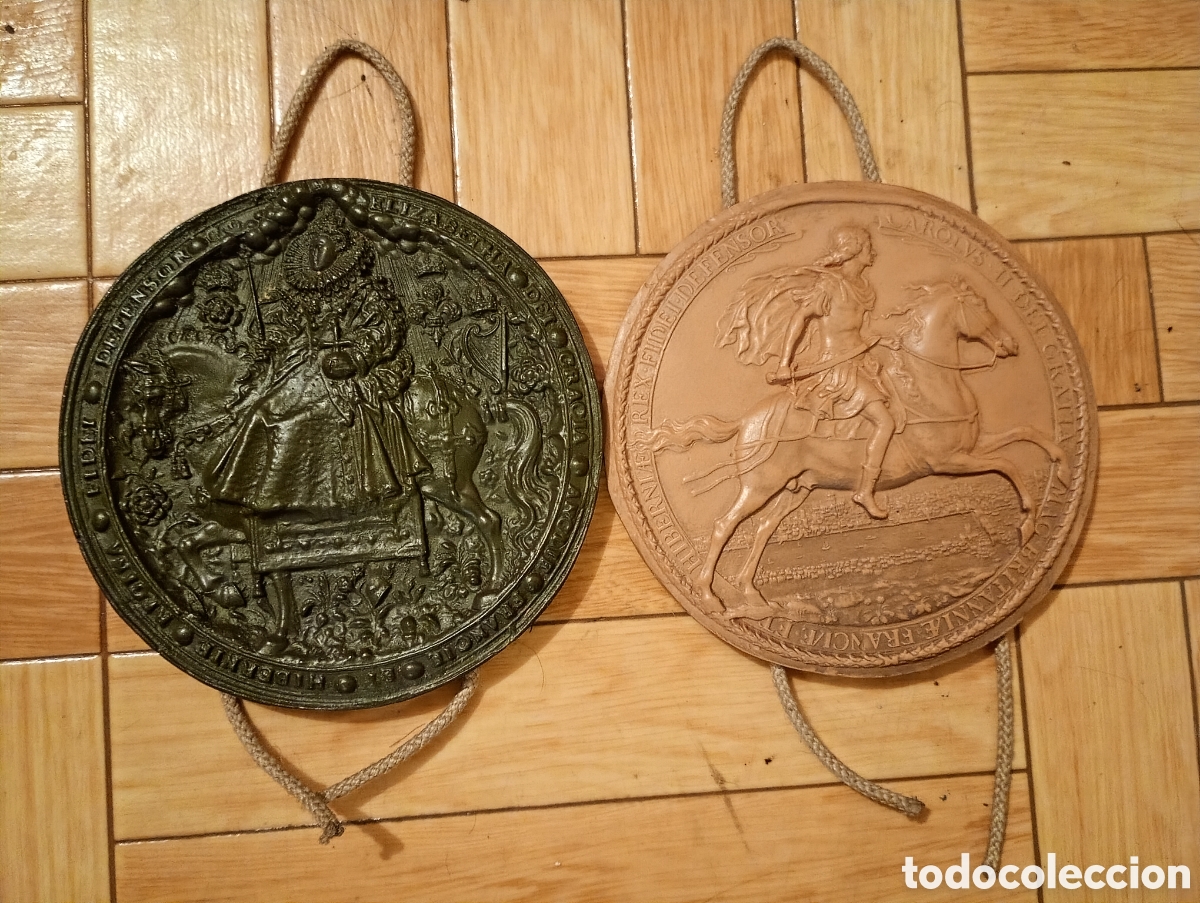 Collezionismo: Pareja de r&eacute;plicas oficiales de grandes sellos reales. British Museum