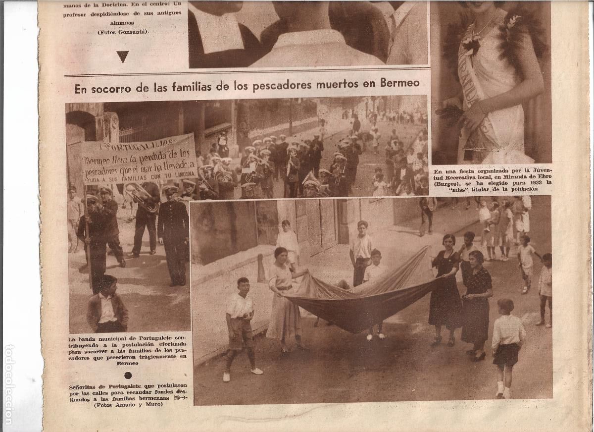 Coleccionismo: A&Ntilde;O 1933 RECORTE PRENSA PORTUGALETE BANDA MUNICIPAL POSTULACION SOCORRO FAMILIAS DE BERMEO