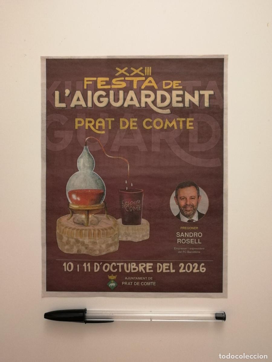 Coleccionismo: ANUNCIO ACARTONADO PUBLICIDAD - Festa l'Aiguardent Prat de Comte-SANDRO ROSELL-F.C. Barcelona