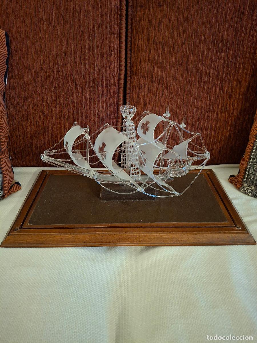 Coleccionismo: Barco de cristal y madera - Foto 1