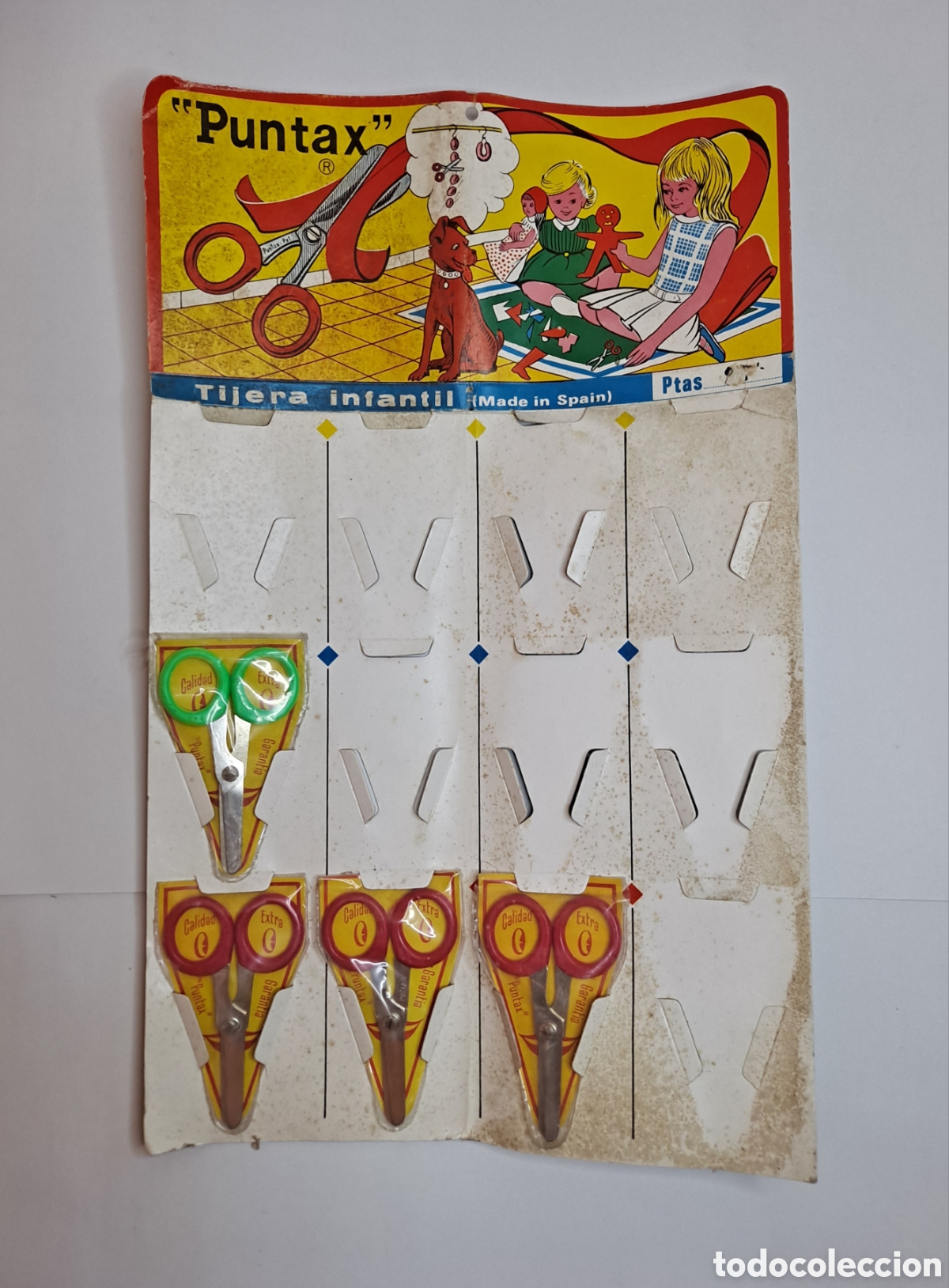 Collezionismo: PANOPLIA 4 TIJERAS PUNTAX. EXPOSITOR. TIJERA INFANTIL ESCOLAR.