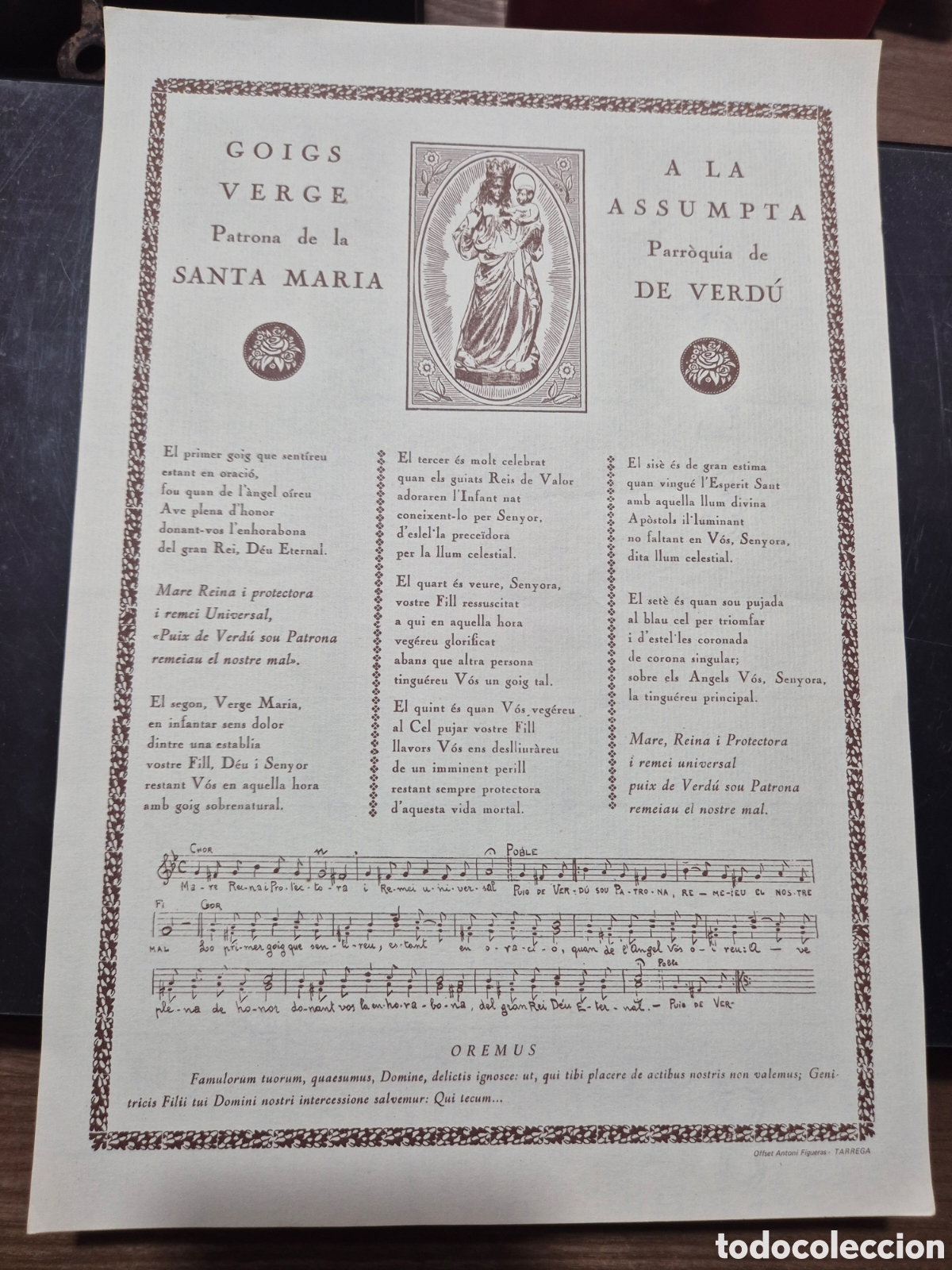 Coleccionismo: GOIGS SANTA MARIA ASSUMPTA VERDU