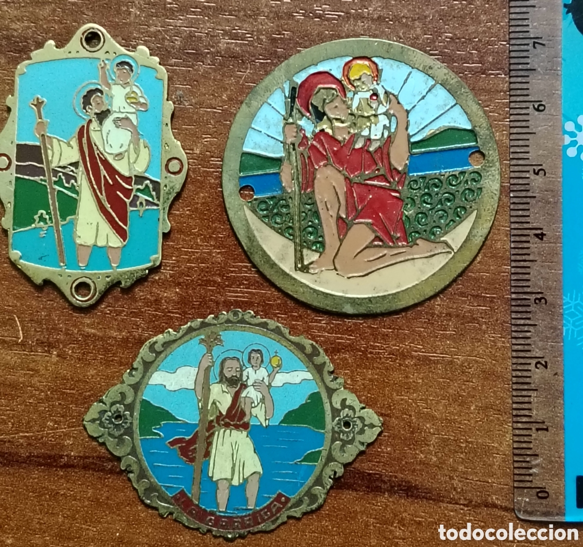 Coleccionismo: Tres chapas antiguas de San Cristobal - Foto 1