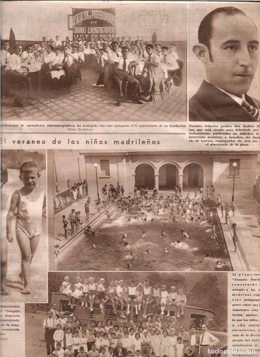 Coleccionismo: A&Ntilde;O 1933 RECORTE PRENSA MADRID VERANEO NI&Ntilde;OS PISCINA DEL GRUPO ESCOLAR ESCUELA JOAQUIN SOROLLA