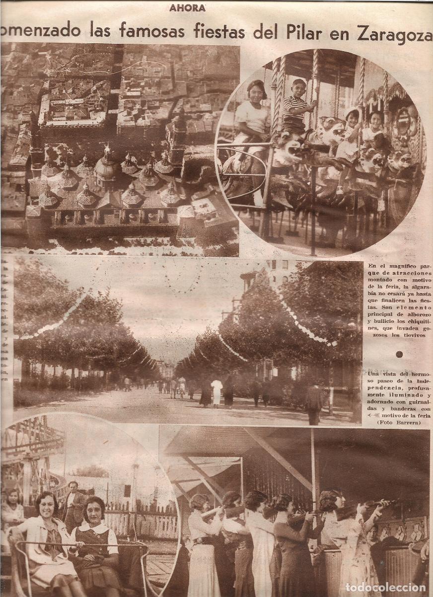 Coleccionismo: A&Ntilde;O 1933 RECORTE PRENSA ZARAGOZA FIESTAS EL PILAR FOTO AEREA ATRACCIONES TIOVIVO AUTO CHOQUES TIRO