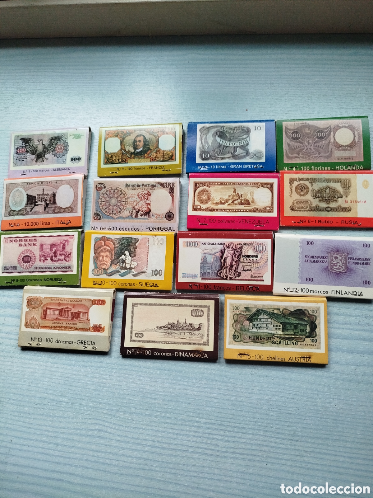 Coleccionismo: Cerillas serie billetes completa 15. Banco popular