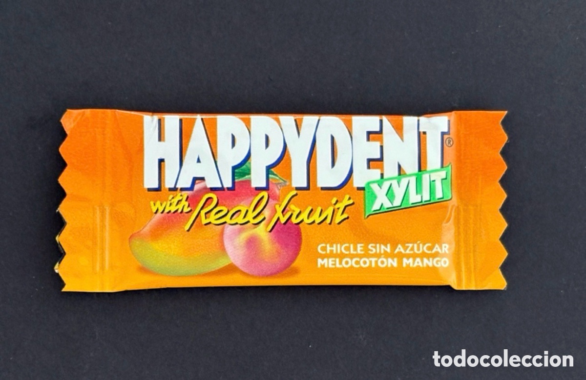 Coleccionismo: Chicle Happydent Xylit Real Fruit Melocot&oacute;n-Mango Totalmente Intacto y Cerrado!. Antiguo . MUY RARO