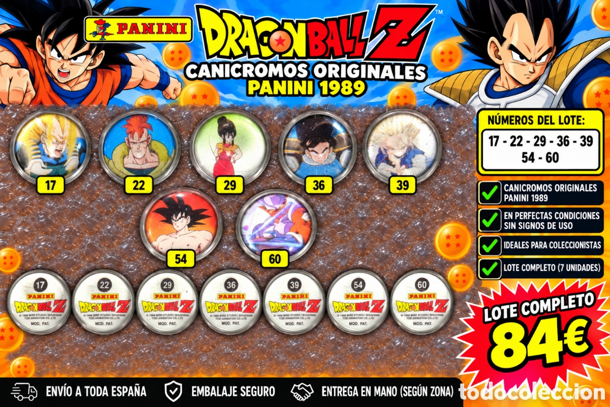 Coleccionismo: Lote 7 canicromos drag&oacute;n ball Panini