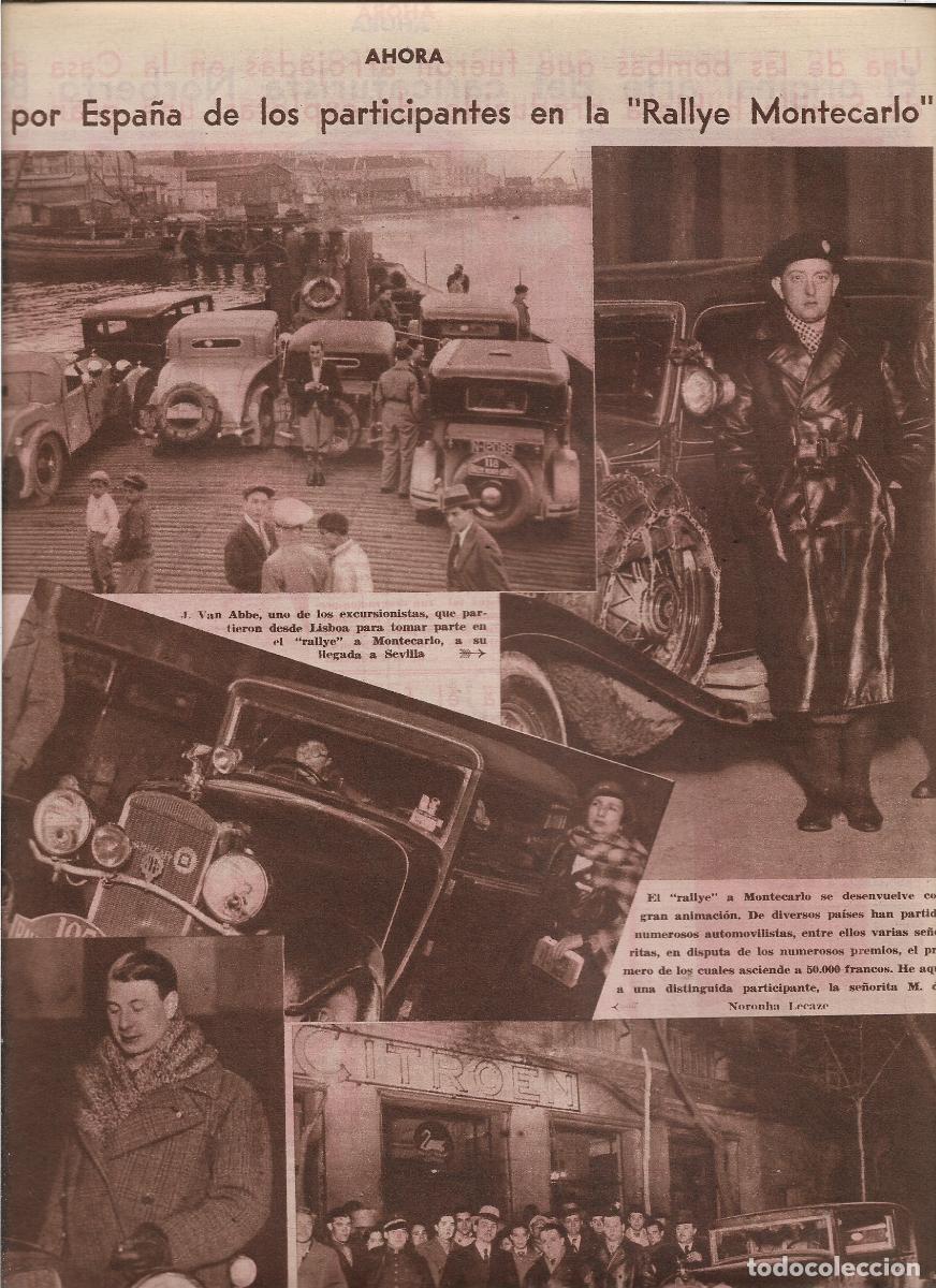 Coleccionismo: A&Ntilde;O 1933 RECORTE PRENSA AUTOMOVILISMO EL PASO POR ESPA&Ntilde;A PARTICIPANTES RALLY MONTECARLO DUCHAMPS