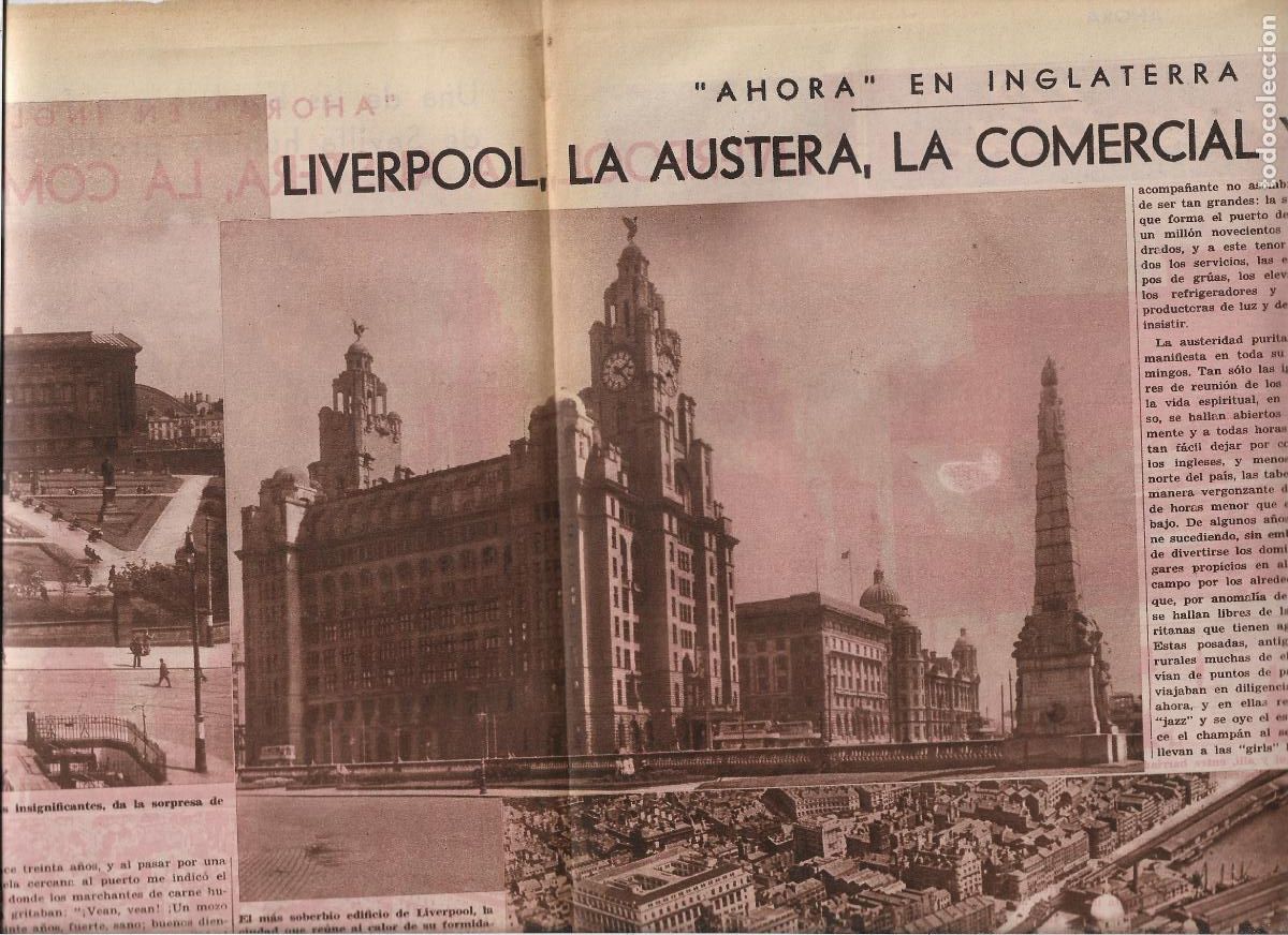 Coleccionismo: A&Ntilde;O 1933 RECORTE PRENSA LIVERPOOL CIUDAD AUSTERA COMERCIAL Y MARITIMA VISTA AEREA