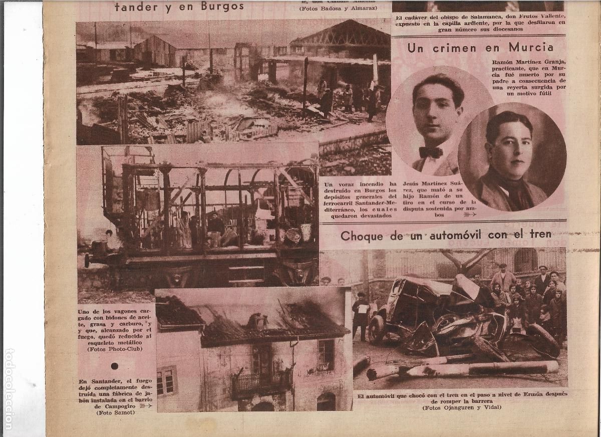 Coleccionismo: A&Ntilde;O 1933 RECORTE PRENSA SANTANDER INCENDIO FABRICA DE JABON EN EL BARRIO DE CAMPOGIRO