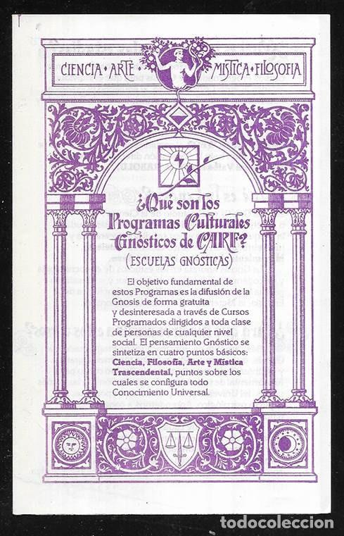 Coleccionismo: Qu&eacute; son los Programas Culturales Gn&oacute;sticos de CARF. (Escuelas Gn&oacute;sticas) folleto.