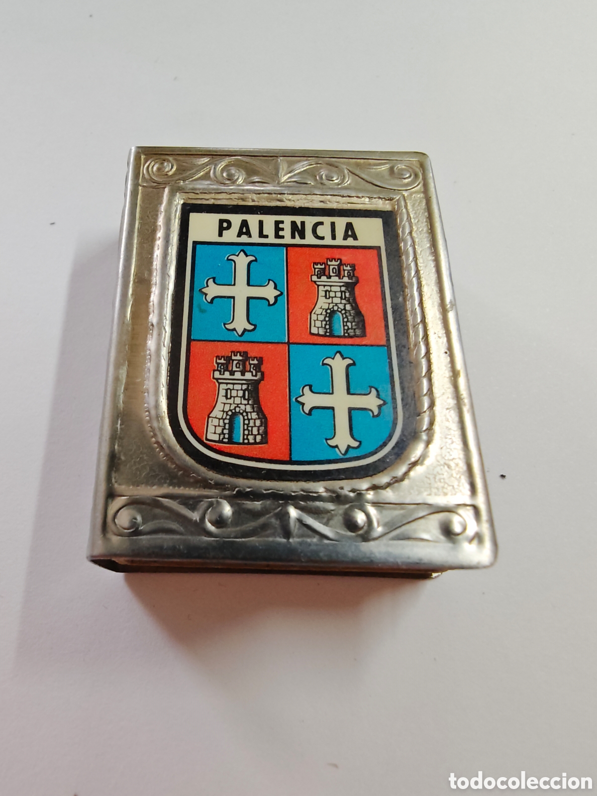 Coleccionismo: Funda metal - caja cerillas - Palencia - car124