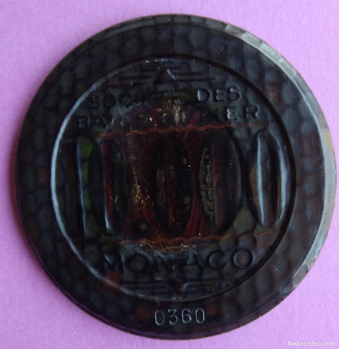 Collectionnisme: M&Oacute;NACO,FICHA DE CASINO* 10.000 FCS. 50 Mm. BAQUELITA N&ordm; 0360 * SOCIETE DES BAINS DE MER