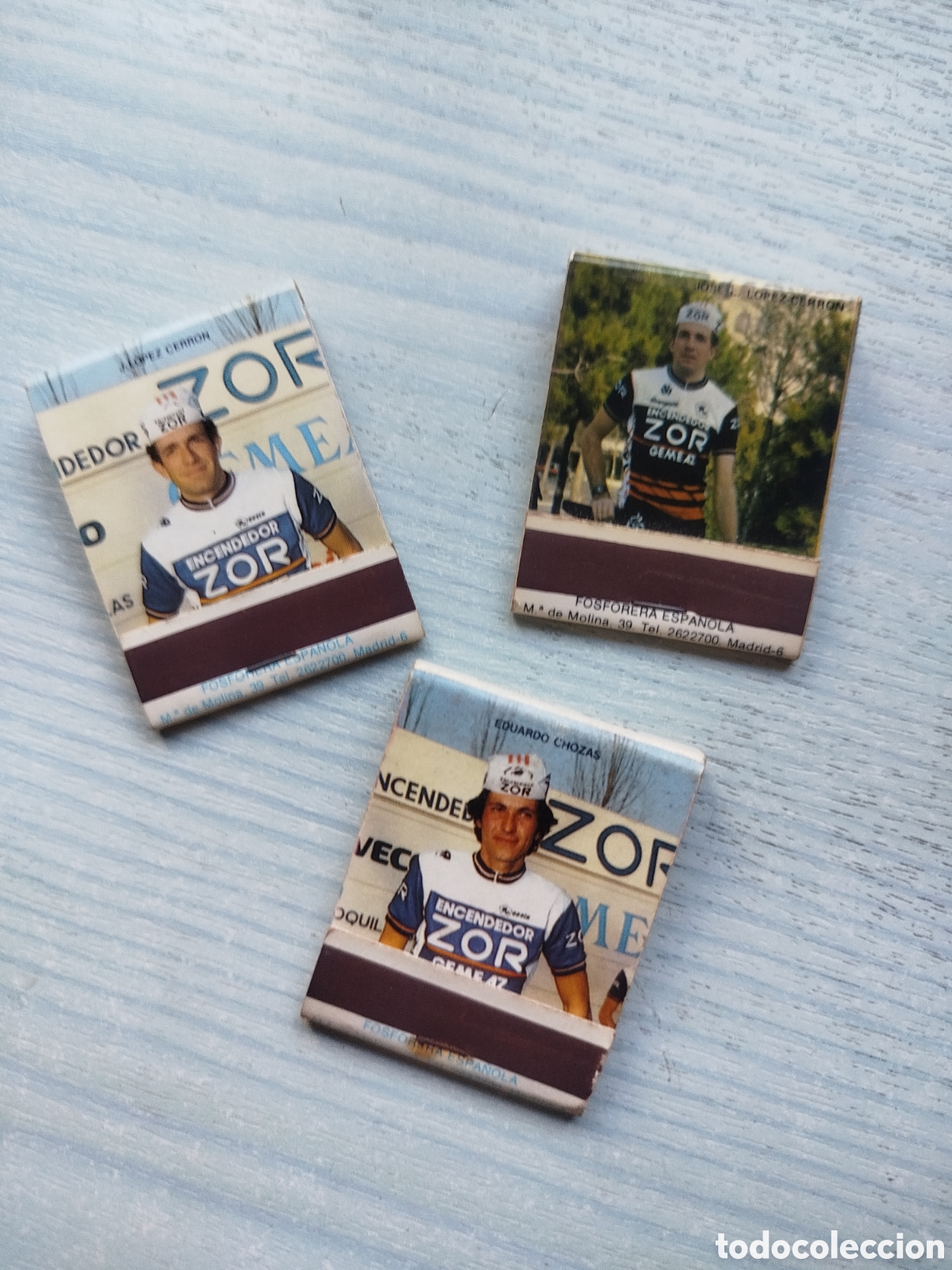 Coleccionismo: 3 cajas cerillas ciclistas zor