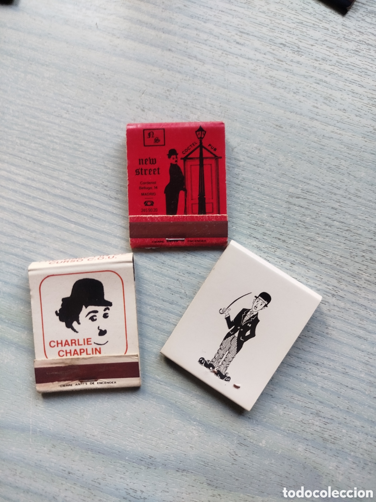 Coleccionismo: 3 cajas cerillas persona Chaplin