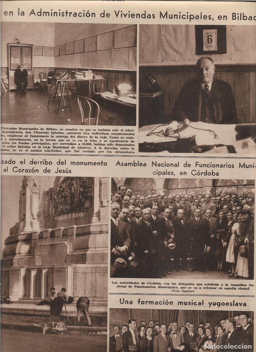 Coleccionismo: A&Ntilde;O 1933 RECORTE PRENSA BILBAO INICIO DEL DERRIBO DEL MONUMENTO AL CORAZON DE JESUS