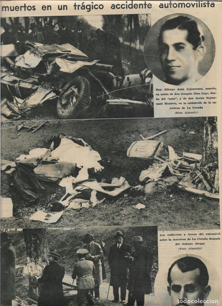 Coleccionismo: A&Ntilde;O 1933 ACCIDENTE COCHE CARRETERA LA CORU&Ntilde;A 5 MUERTOS ALFONSO ASUA SEJOURNANT JOAQUIN DIAZ LAGO