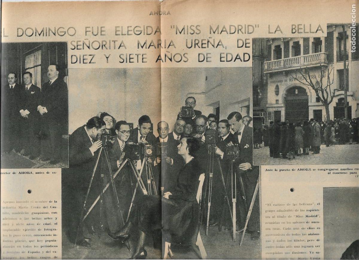 Coleccionismo: A&Ntilde;O 1933 RECORTE PRENSA ELECCION MARIA URE&Ntilde;A MISS MADRID