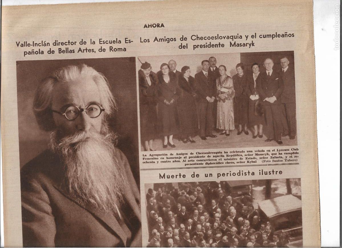 Coleccionismo: A&Ntilde;O 1933 RECORTE PRENSA RAMON DEL VALLE INCLAN DIRECTOR DE LA ESCUELA ESPA&Ntilde;OLA BELLAS ARTES EN ROMA