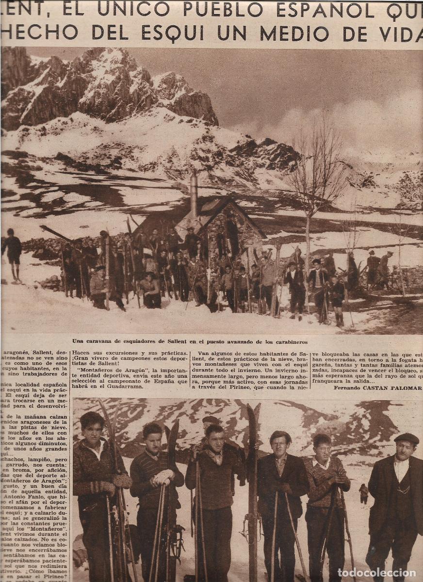 Coleccionismo: A&Ntilde;O 1933 RECORTE PRENSA SALLENT ARAGON ESQUI COMO MEDIO DE VIDA EL FORMIGAL