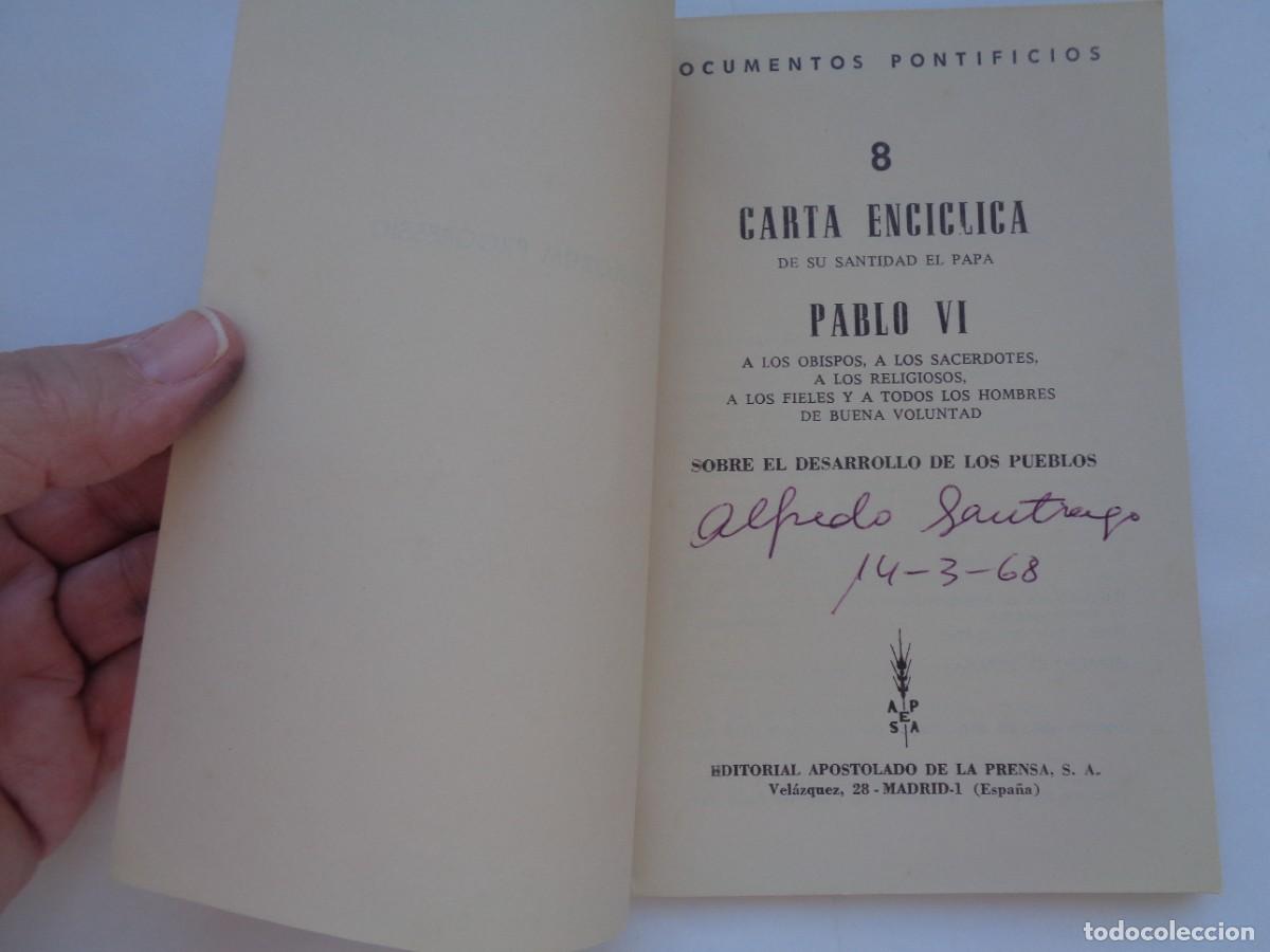 Coleccionismo: DOCUMENTOS PONTIFICIOS , 8 PABLO VI : POPULORUM PROGRESSIO . APOSTOADO DE LA PRENSA 1967 - Foto 2