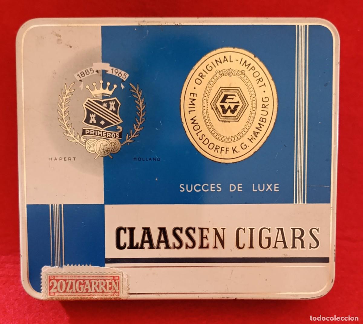 Coleccionismo: Caja metalica Claassen Cigars de Hapert Holanda - Per&iacute;odo 2 Guerra Mundial - Sello III Reich