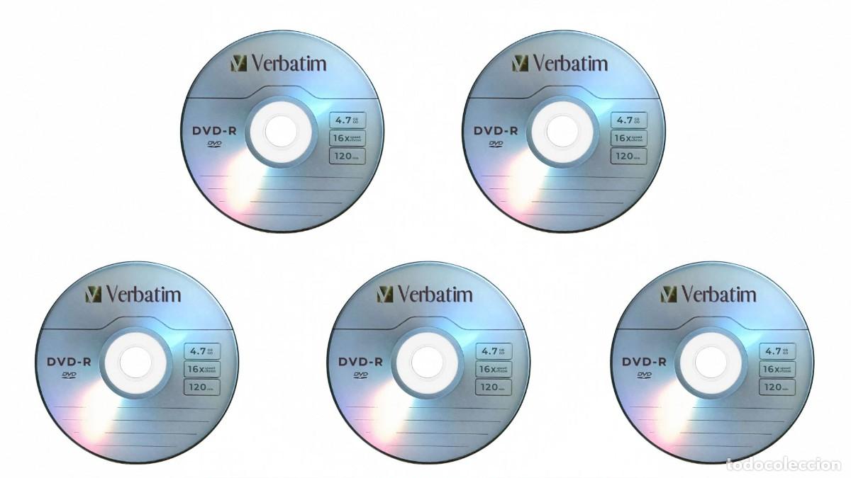 Coleccionismo: LOTE 5 DVD-R VERBATIM V&Iacute;RGENES - 4,7 GB - 120 MIN - VELOCIDAD 16X - NUEVOS SIN ESTRENAR - A&Ntilde;OS 2000