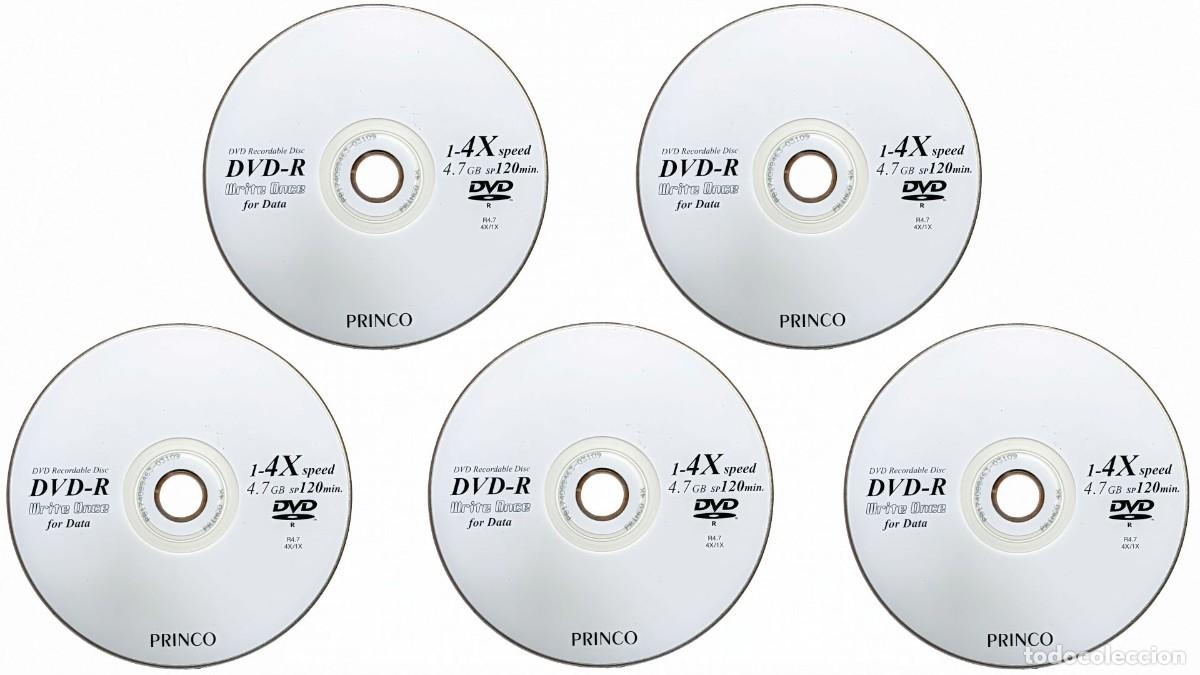 Coleccionismo: LOTE 5 DVD-R PRINCO V&Iacute;RGENES - 4,7 GB - 120 MIN - VELOCIDAD 1X-4X - NUEVOS SIN ESTRENAR - A&Ntilde;OS 2000