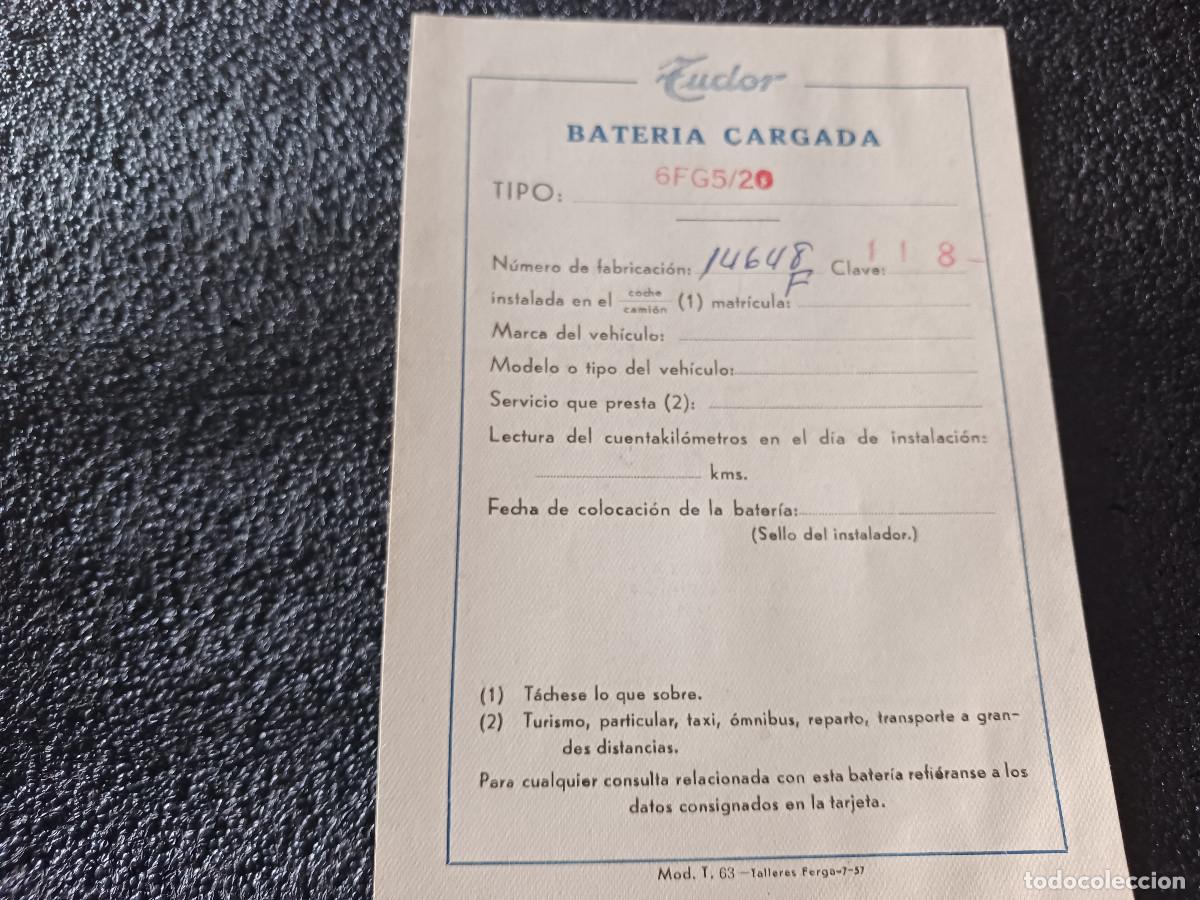 Coleccionismo: garantia tudor de bateria cargada