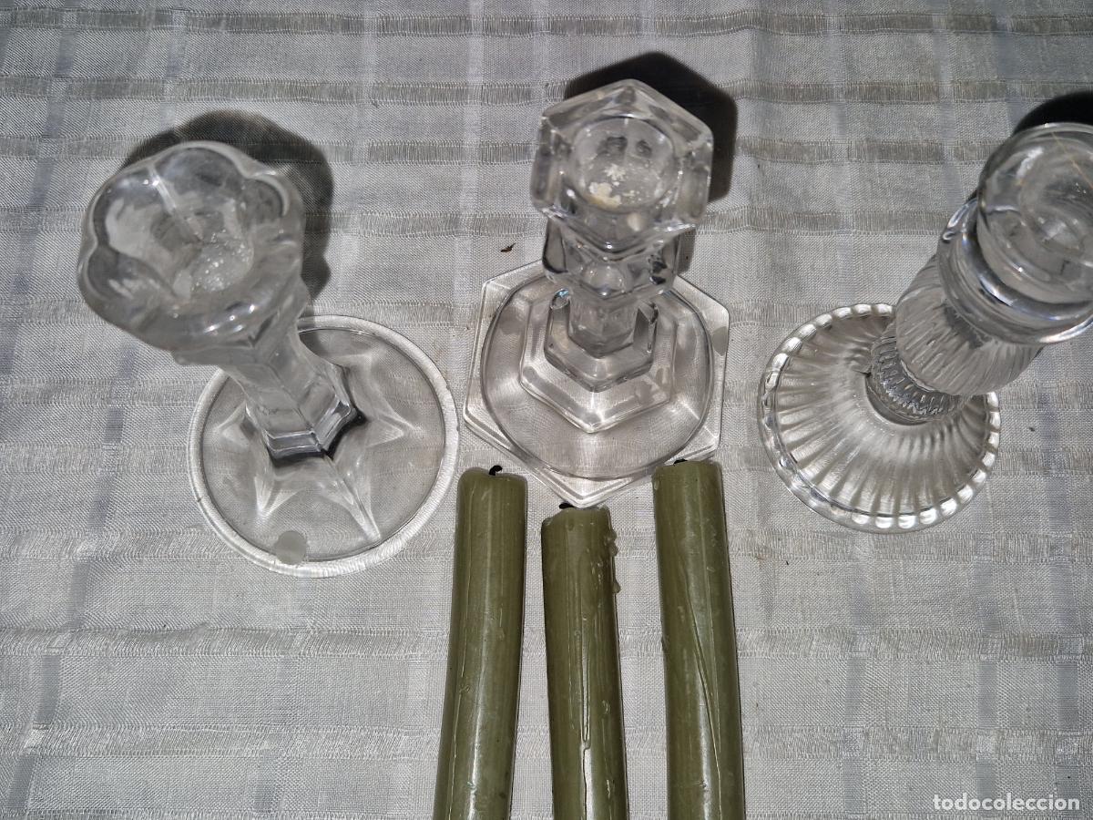 Coleccionismo: 3 BONITOS CANDELAUROS DE CRISTAL. - Foto 2
